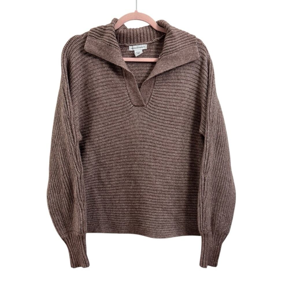 Cupcakes & Cashmere Mauve Brown V Neck Sweater